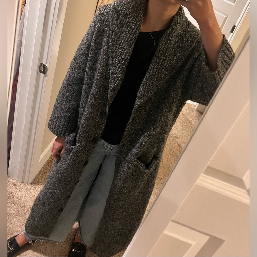 Zara Charcoal Gray Women's Coat-igan